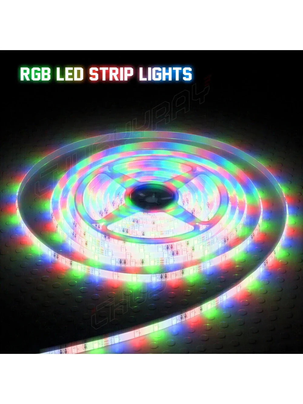 Achivy branded RGB LED strip light kit features 16.4 feet of waterproof tape.